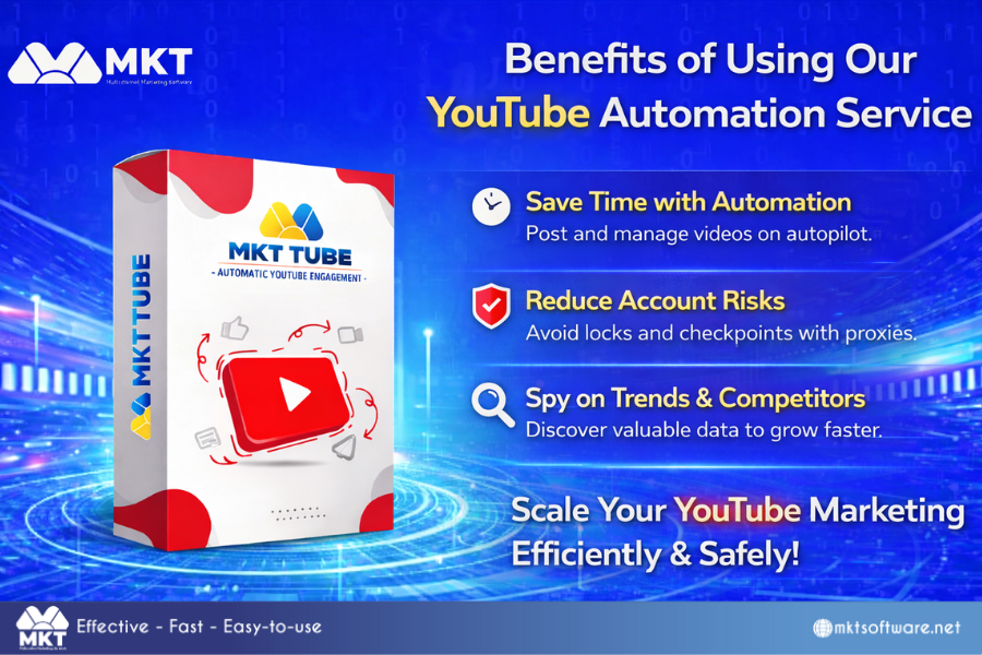All-in-one YouTube automation and management solution by MKT for marketers and content creators.